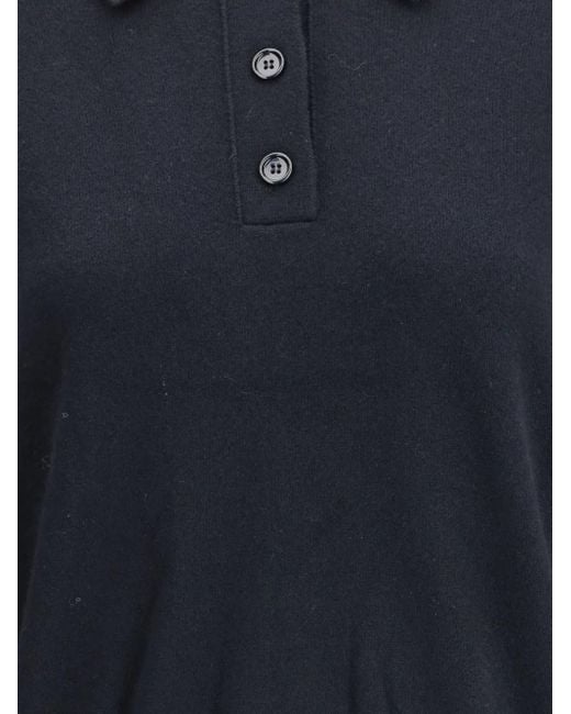 Allude Blue Button-Fastening Polo Top