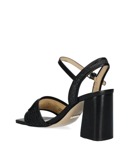 Guess Black 85Mm Ganika Woven-Strap Block-Heel Sandals
