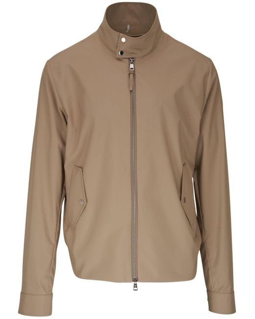 Moncler Brown Coated Zip-front Jacket for men