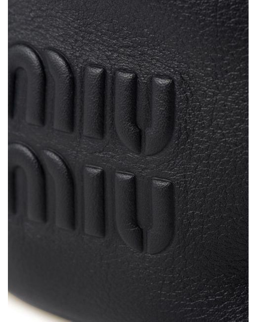 Bolso bombonera con logo en relieve Miu Miu de color Black