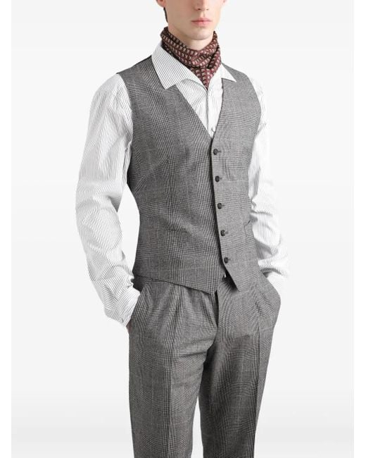Dolce & Gabbana Gray Check-Pattern Three-Piece Suit for men