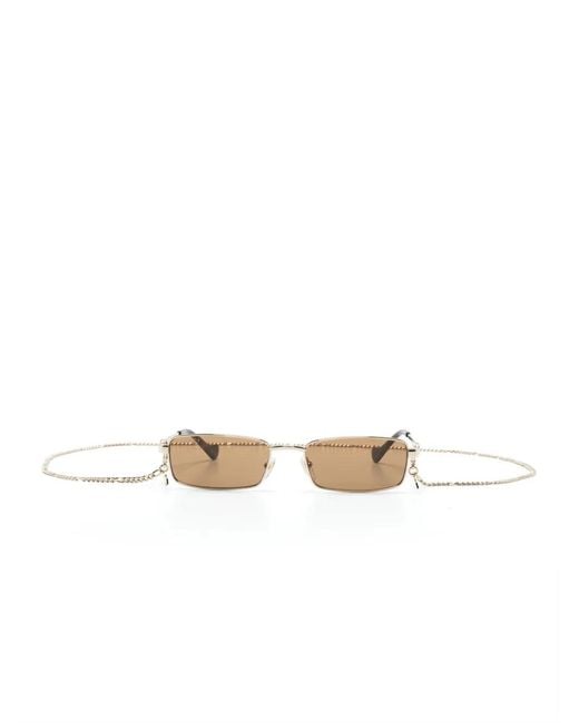 Gucci White Rectangle-Frame Sunglasses