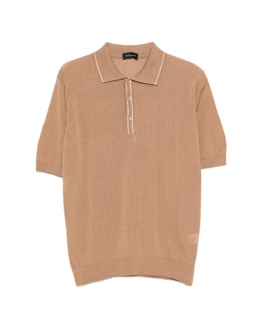 Tagliatore Natural Perforated Short-Sleeve Polo Shirt for men