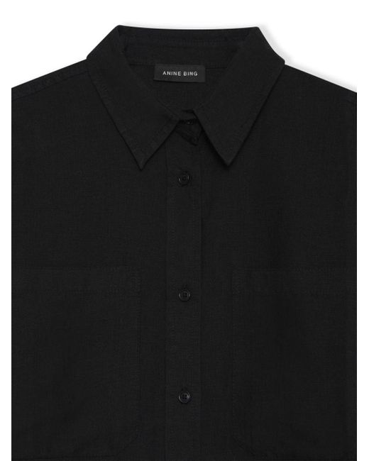 Anine Bing Black Long-Sleeve Linen Shirt