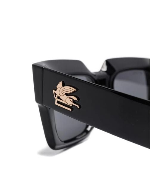 Etro Black Pegaso-Logo Square Sunglasses