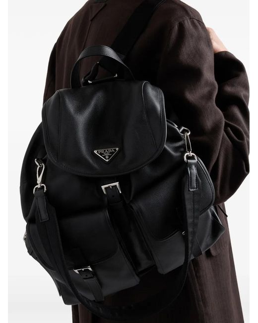 Prada Black Leather Backpack for men
