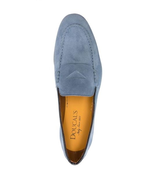 Doucal's Blue Penny-slot Suede Loafers for men