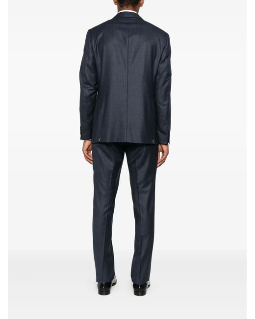 Canali Blue Checked Single-Breasted Suit for men