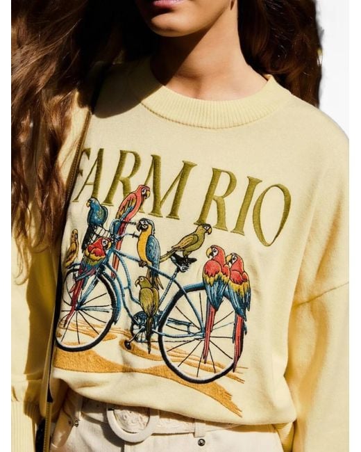 Farm Rio Metallic Bicycle Graphic Sweater