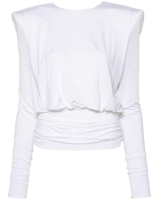 Blusa drapeada de manga larga Magda Butrym de color White
