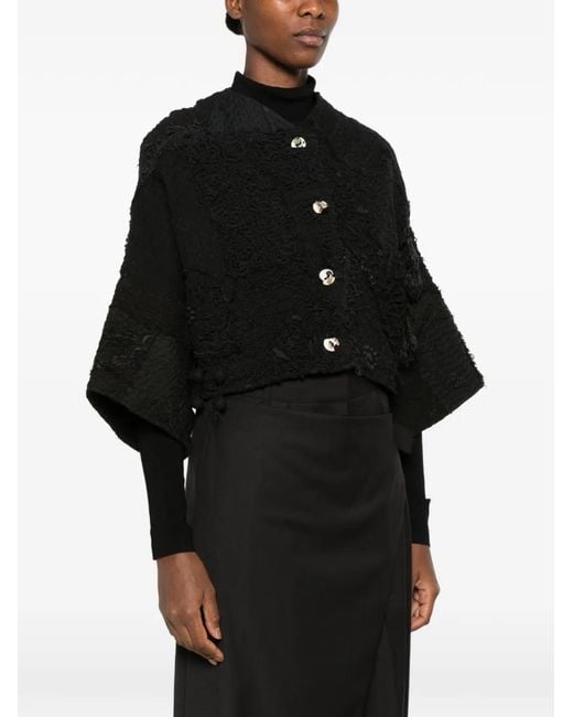 By Walid Black Bella Patchwork Fringed Jacket