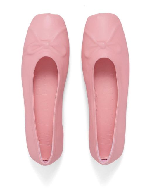 Marni Pink Bow Leather Ballerina Shoes