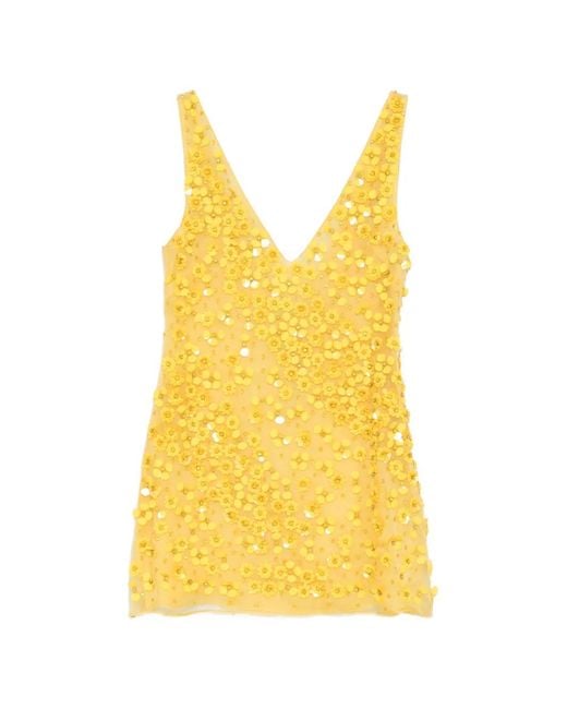 Cult Gaia Women's Yellow Flower V-Neck Mini Dress - www.disolcolor.com