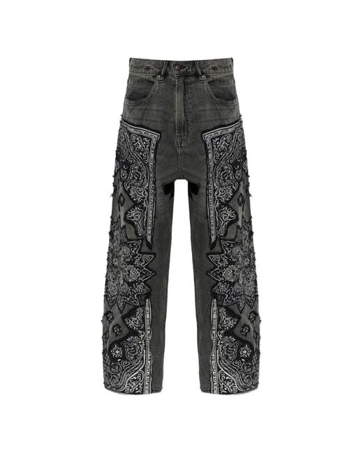 R13 Gray Jean À Motif Cachemire