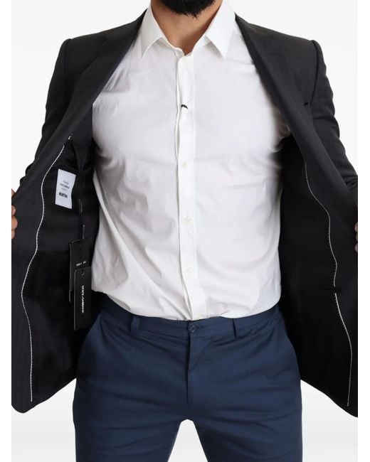 Dolce & Gabbana Blue Pinstripe-Pattern Blazer for men