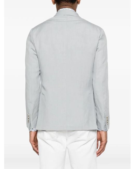 Eleventy White Double-Breasted Chest-Pocket Jacket for men