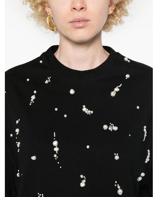Jil Sander Black Pearl-Embellished T-Shirt