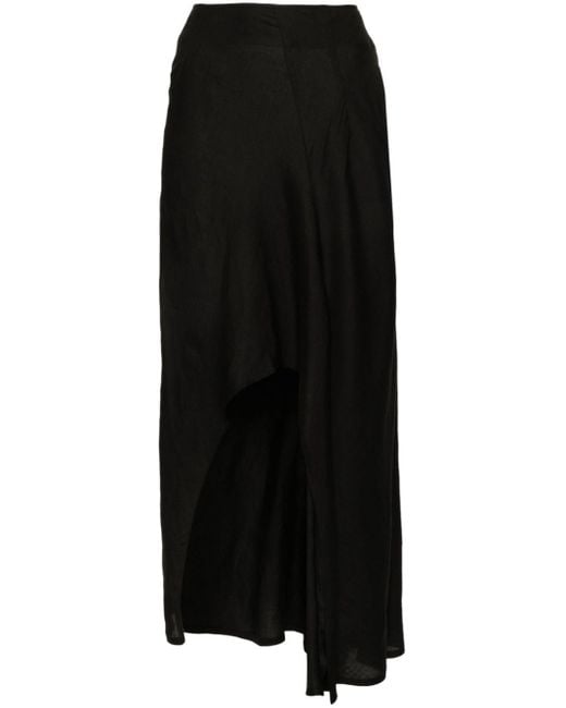Yohji Yamamoto Black Pleat-detail Asymmetric Skirt