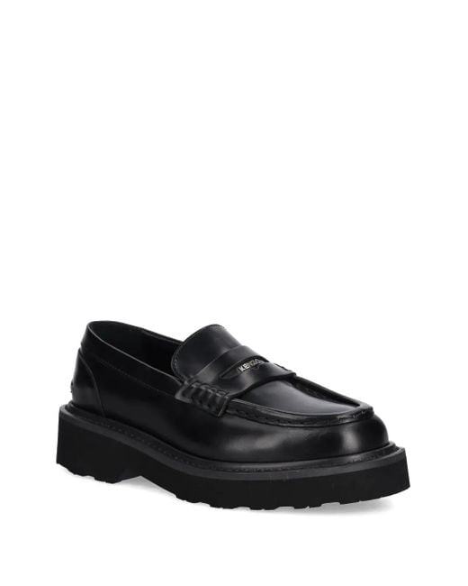 KENZO Black Leather Penny Loafers