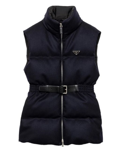 Prada Blue Wool Loden Down Gilet