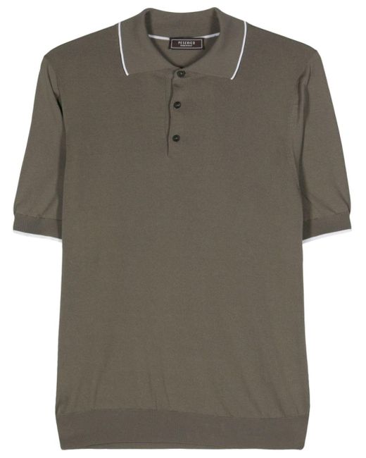 Fine-ribbed cotton polo shirt Peserico pour homme en coloris Green
