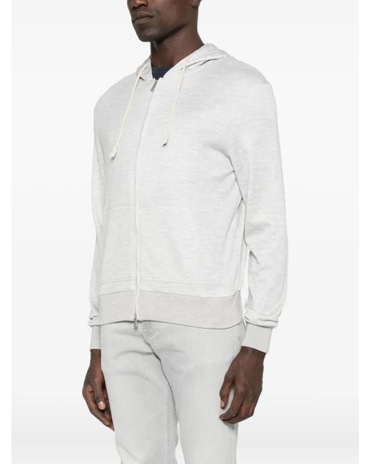 Eleventy White Zip-Up Hoodie for men