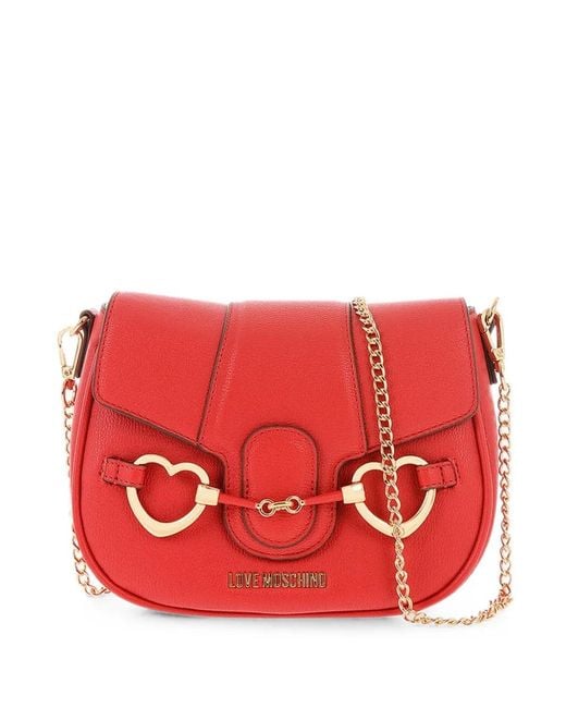 Moschino Red Heart-Bit Crossbody Bag