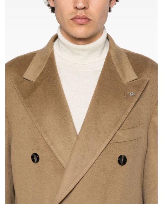 Tagliatore Natural Double-Breasted Wool Coat for men