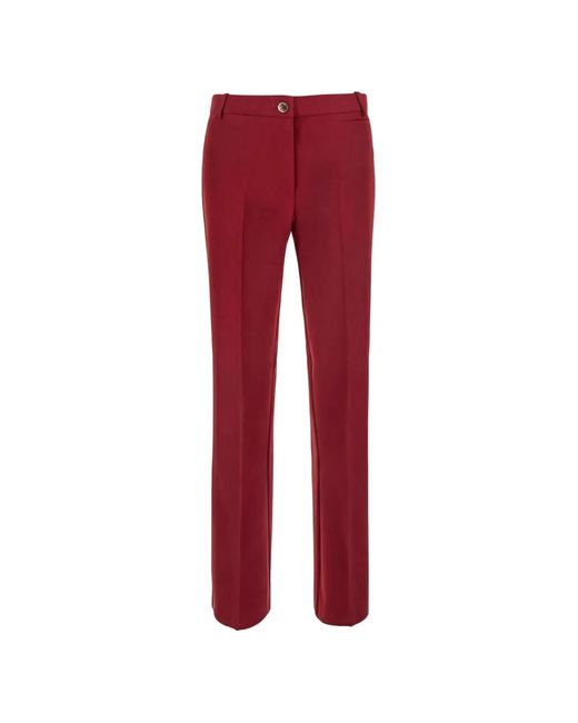 Pinko Red Pressed-Crease Straight-Leg Trousers