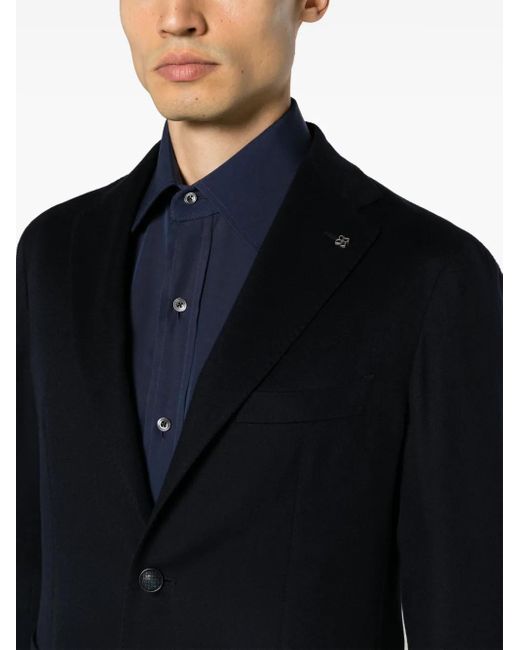 Tagliatore Blue Single-Breasted Wool Blend Blazer for men