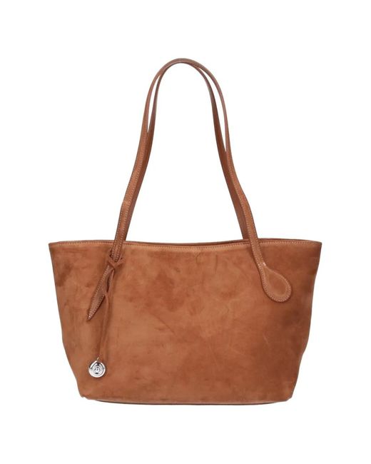 Liffner Brown Sprout Suede Tote Bag
