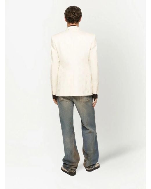Dolce & Gabbana Natural Logo Jacquard Single-Breasted Blazer for men