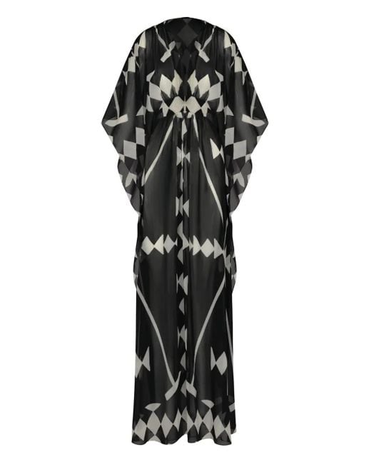 Johanna Ortiz Black Secret Garden Geometric Maxi Dress