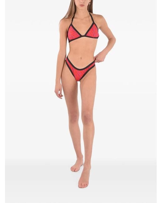 Karl Lagerfeld Red Logo-Print Bikini Bottoms