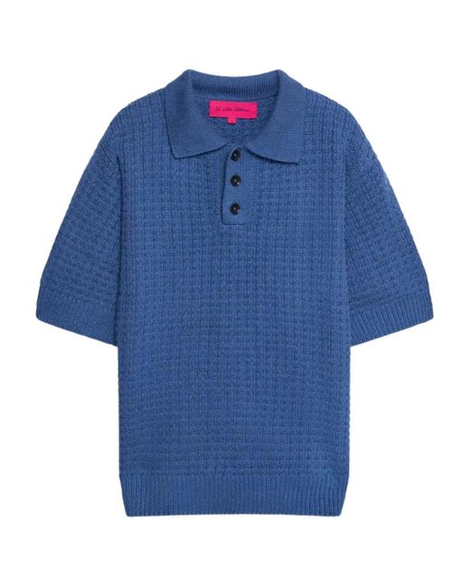 The Elder Statesman Blue Textured Polo Shirt for men
