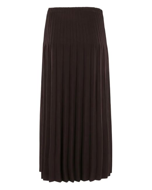 Staud Brown Lena Pleated Midi Skirt