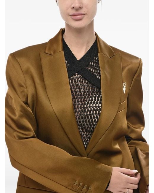 Off-White c/o Virgil Abloh Green Satin Flap-Pocket Blazer