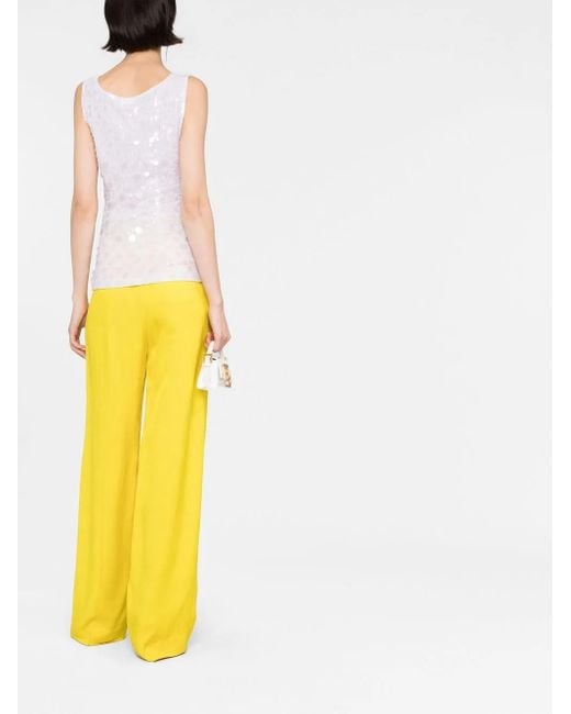 P.A.R.O.S.H. White Sequin-Embellished Tank Top