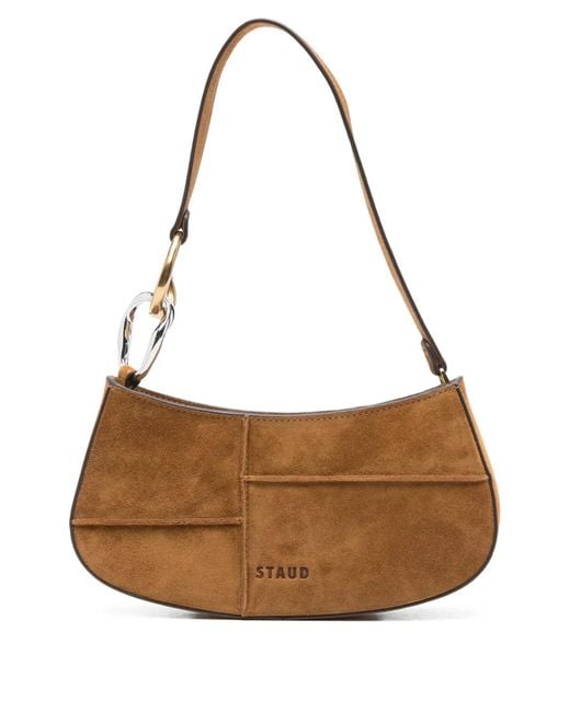 Staud Brown Ollie Patchwork Shoulder Bag
