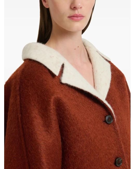 Marni Brown Contrast-Lapel Flared-Sleeves Jacket