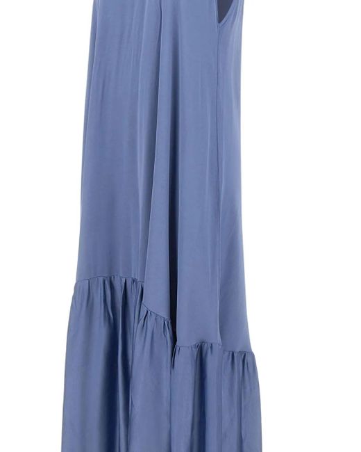 Kaos Mouwloze Jurk Met Ruches in het Blue