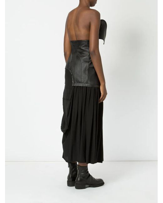 Yohji Yamamoto Black Lambskin And Silk Dress