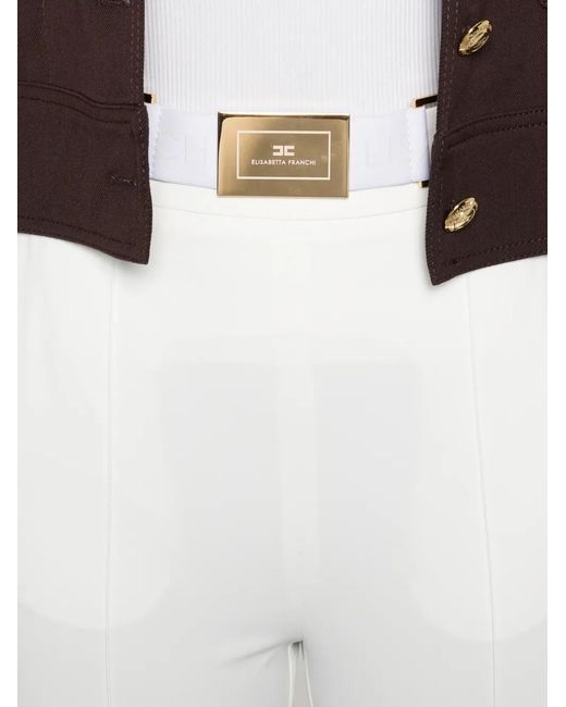 Elisabetta Franchi White Cropped Trousers