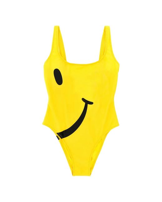 Moschino Yellow Smiley Lycra One-Piece Swimsuit