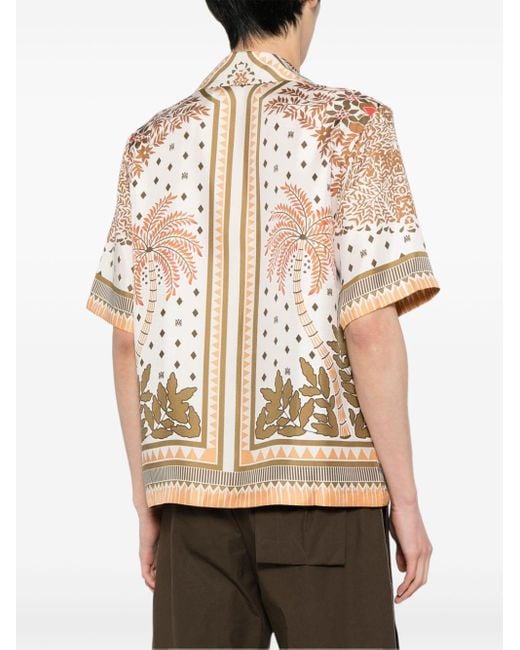 Amiri Multicolor Palm Tree Silk Bowling Shirt for men
