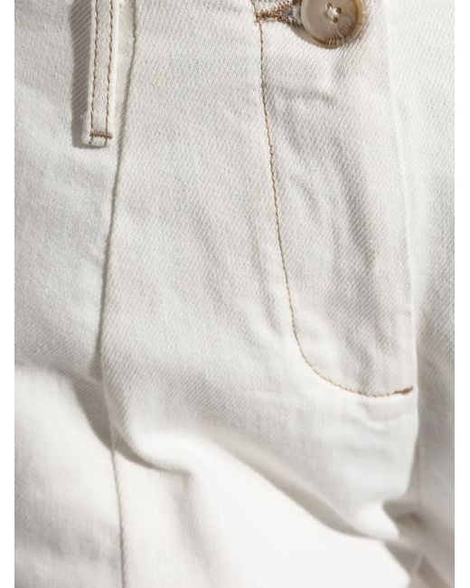 Emporio Armani White Cotton Wide-Leg Trousers