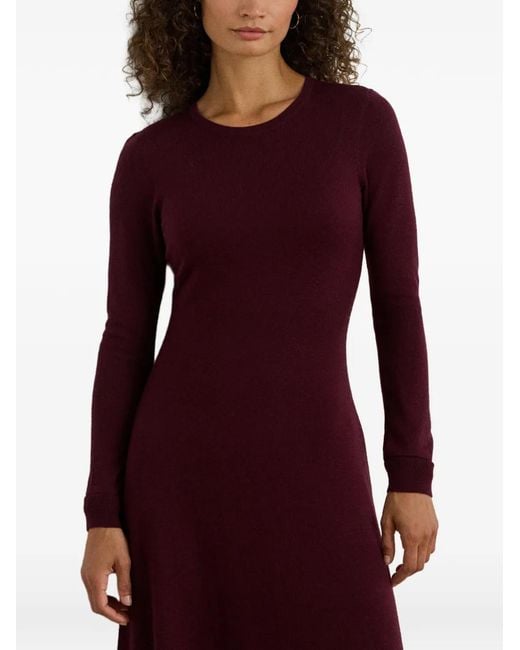 Ralph Lauren Purple A-Line Wool Sweater Midi Dress