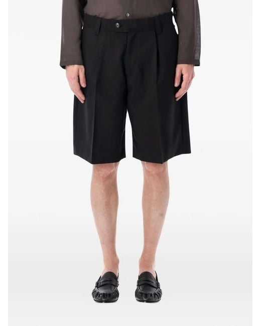 mfpen Black Pleated-Front Classic Shorts for men