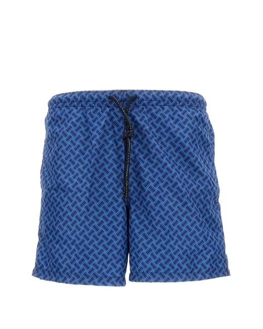 Drumohr Blue Patterned Swim Shorts for men