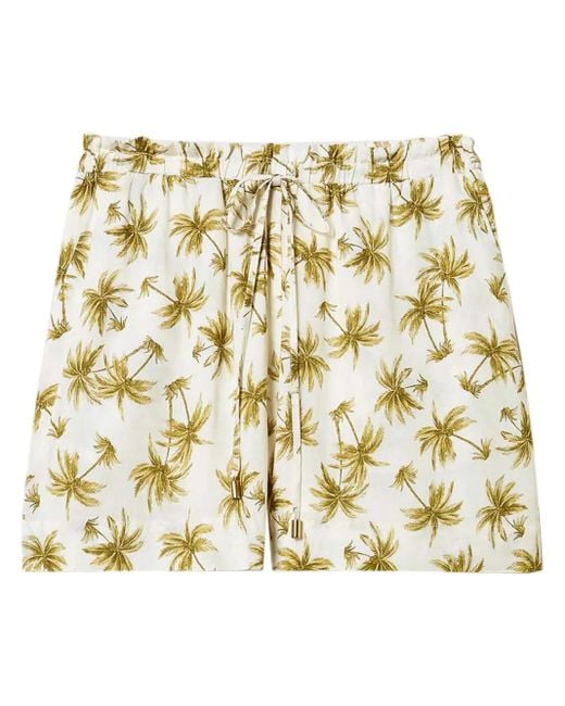 Twinset Metallic Palm Tree-Print Shorts